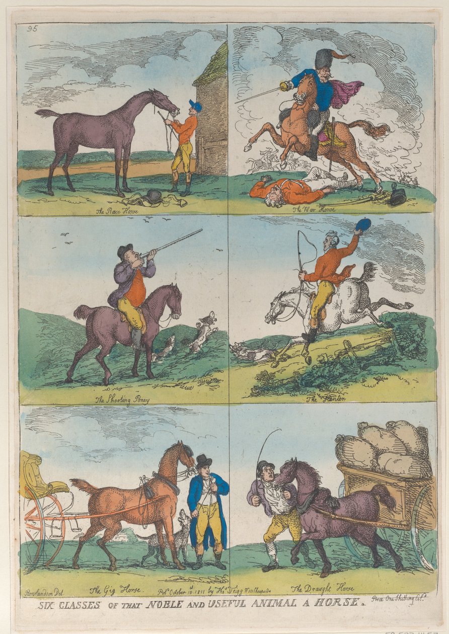 A nemes és hasznos állat, a ló hat osztálya, 1811. október 10., 1811. október 10. alkotó: Thomas Rowlandson