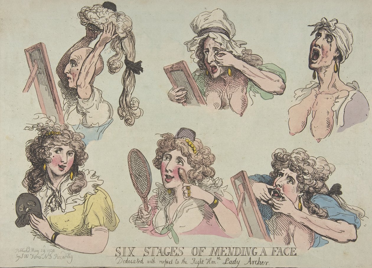 Az arc megjavításának hat szakasza, a Jobb Hon-ble tiszteletére szentelve. Lady Ar..., 1792. május 29. alkotó: Thomas Rowlandson