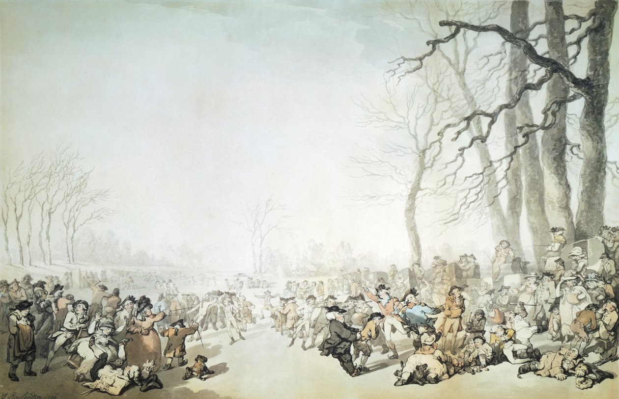„Skateers on the Serpentine”, City of Westminster, London, 1786. alkotó: Thomas Rowlandson
