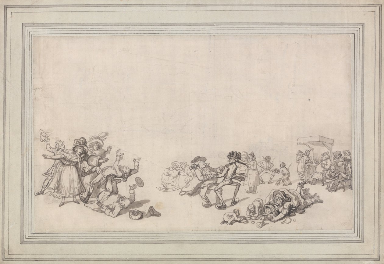 Korcsolyázás a Serpentine-tavon alkotó: Thomas Rowlandson