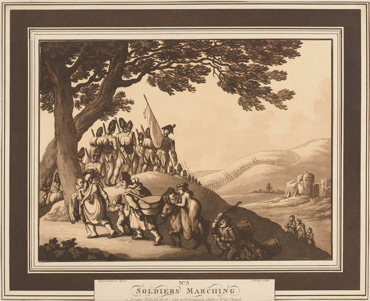?Katonák menetelnek?, 1798 körül alkotó: Thomas Rowlandson