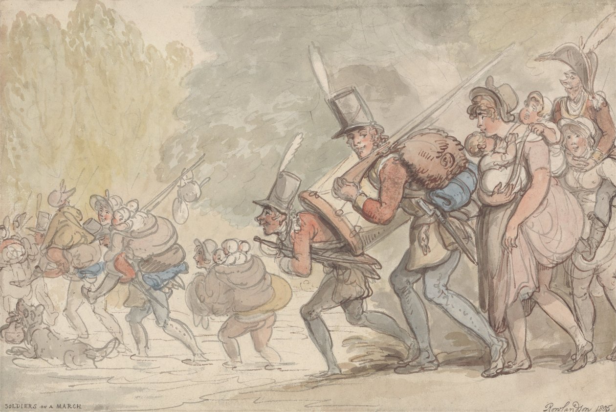 Menetelő katonák alkotó: Thomas Rowlandson