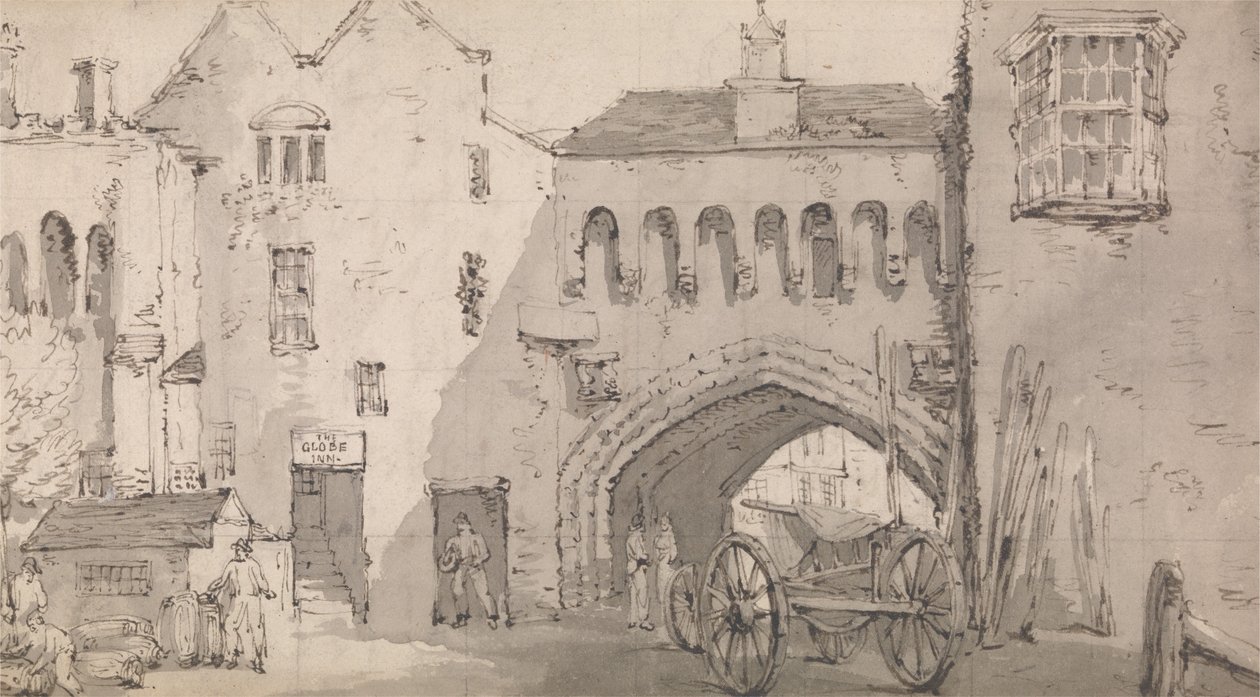 Southampton, a Watergate és a Globe Inn alkotó: Thomas Rowlandson