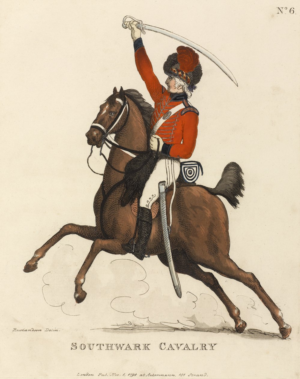 Southwark Cavalry, 1799 körül (színes akvatinta) alkotó: Thomas Rowlandson