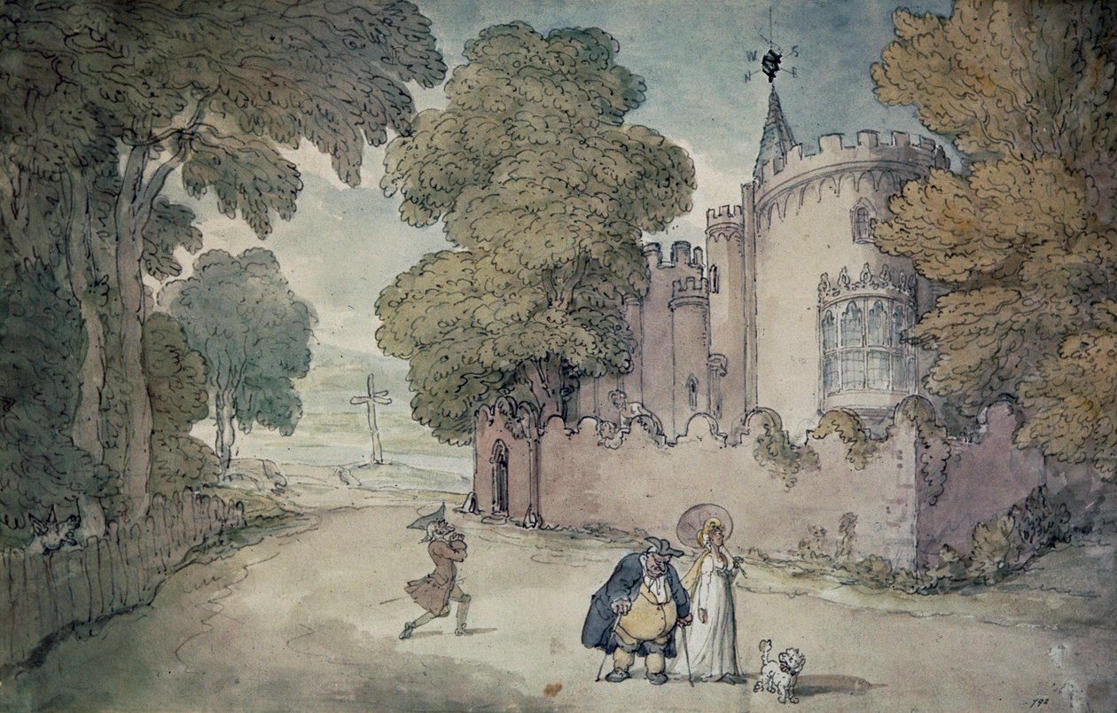 Strawberry Hill (kézzel festett akvatinta) alkotó: Thomas Rowlandson