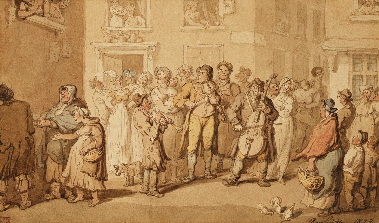 Utcazenészek, 1823 alkotó: Thomas Rowlandson