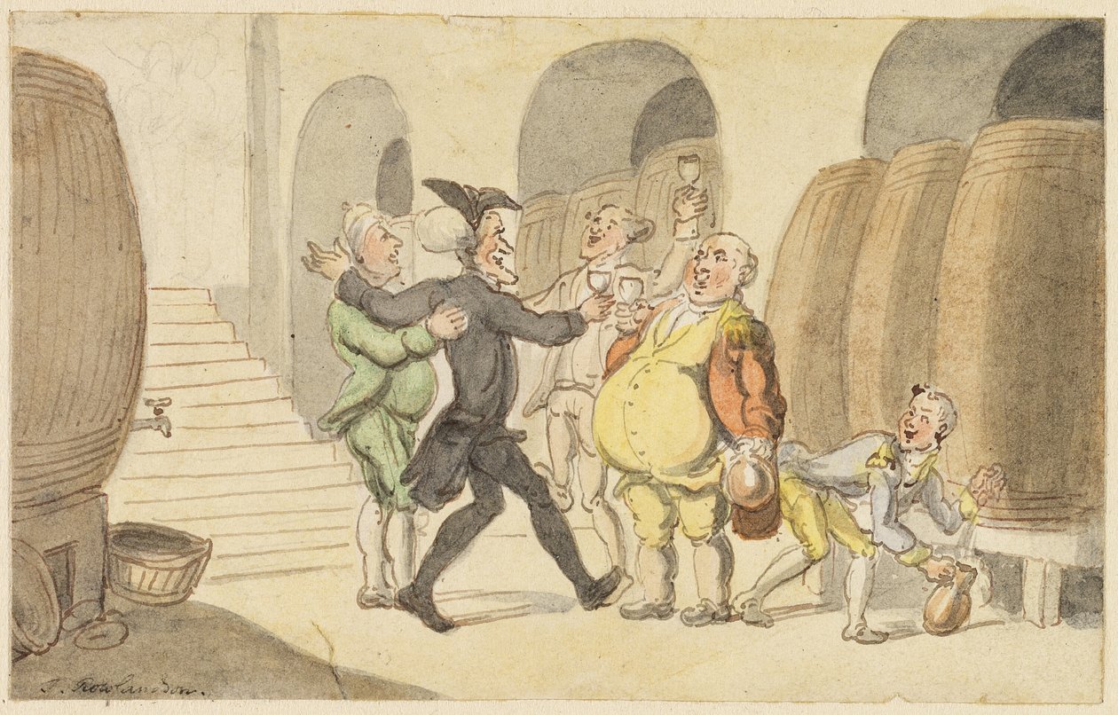 Tanulmány a Dr. Syntax számára a pincéből szabadulva alkotó: Thomas Rowlandson