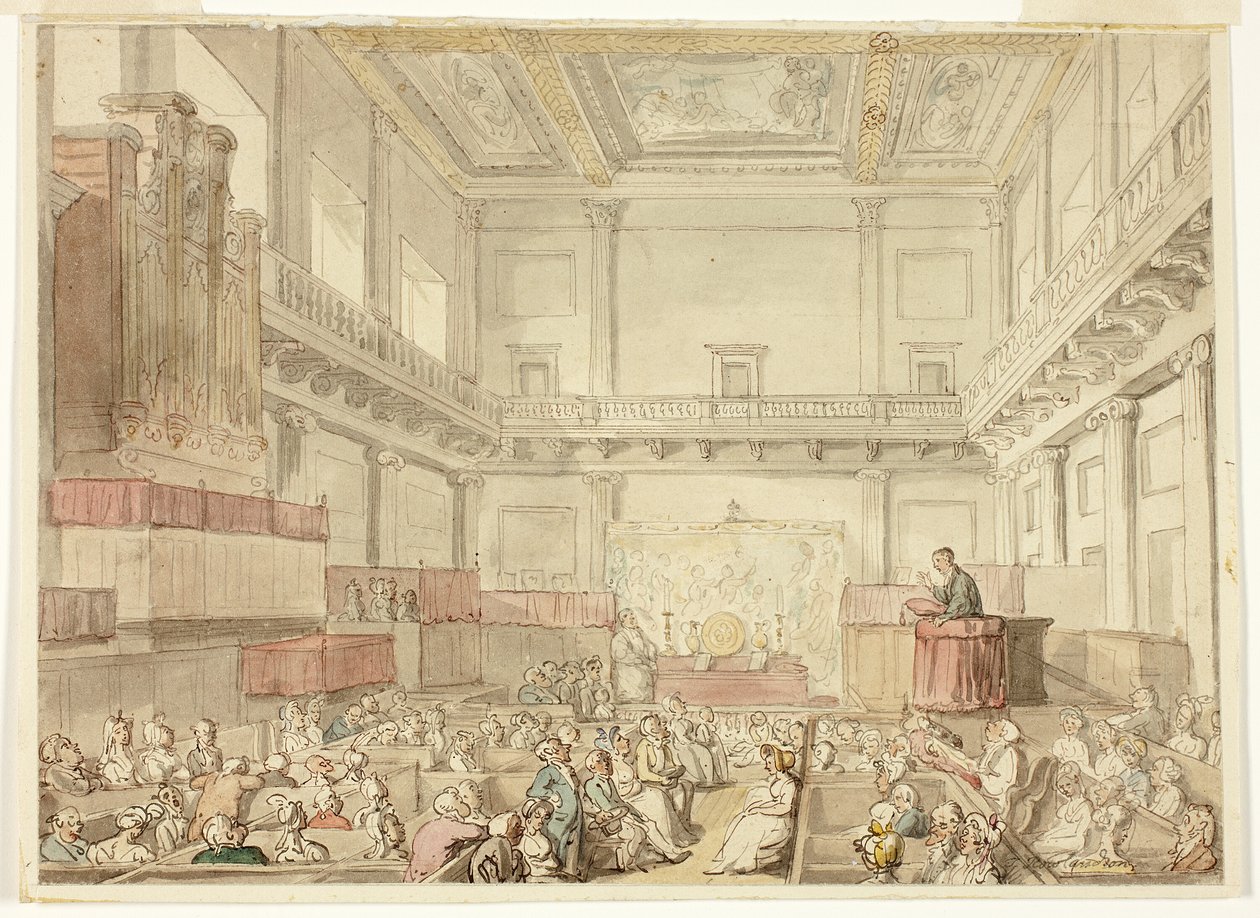 Tanulmány a Royal Chapel, Whitehall számára, a Microcosm of Londontól alkotó: Thomas Rowlandson