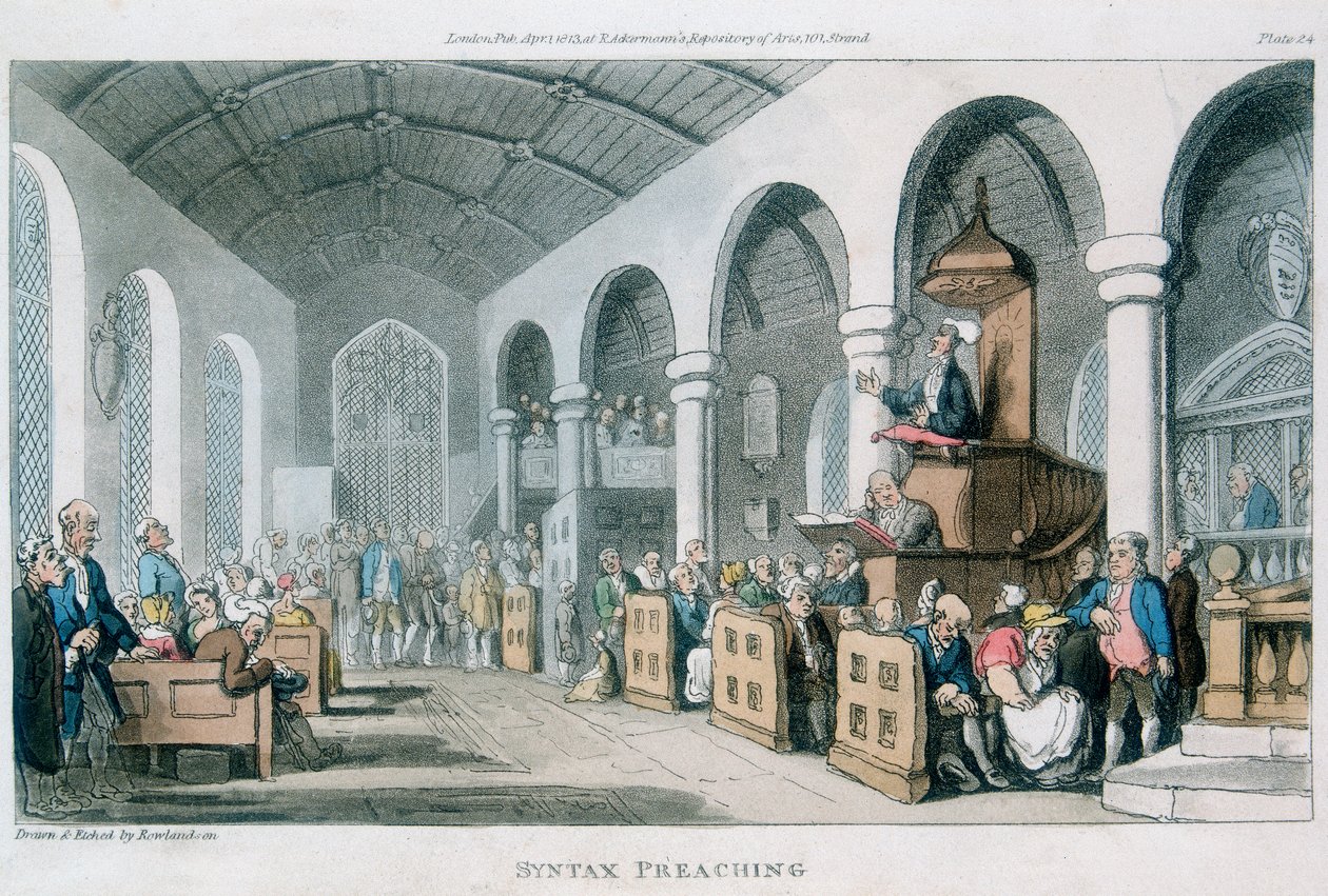 „Syntax Preaching”, 1813 alkotó: Thomas Rowlandson