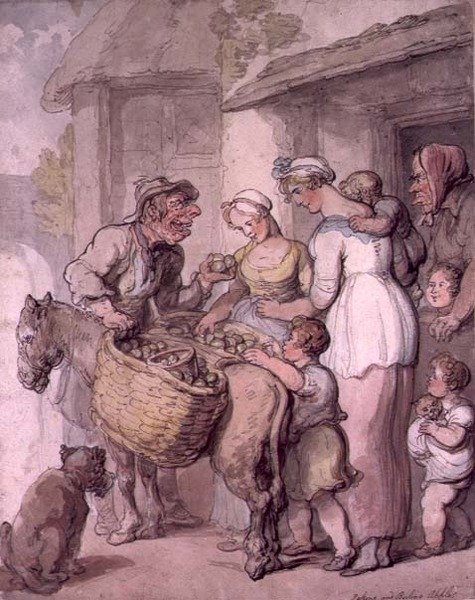 Az almaárus: Alma sütés és főzés alkotó: Thomas Rowlandson