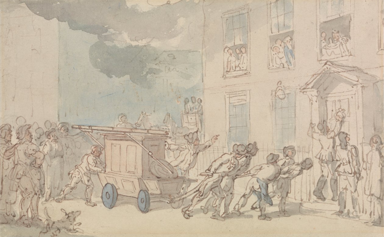 A tűzoltóautó érkezése alkotó: Thomas Rowlandson