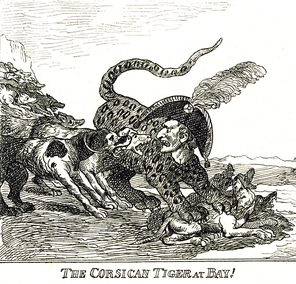 A kérges korzikai tigris (Napoleon Bonaparte), karikatúra, 1808 alkotó: Thomas Rowlandson