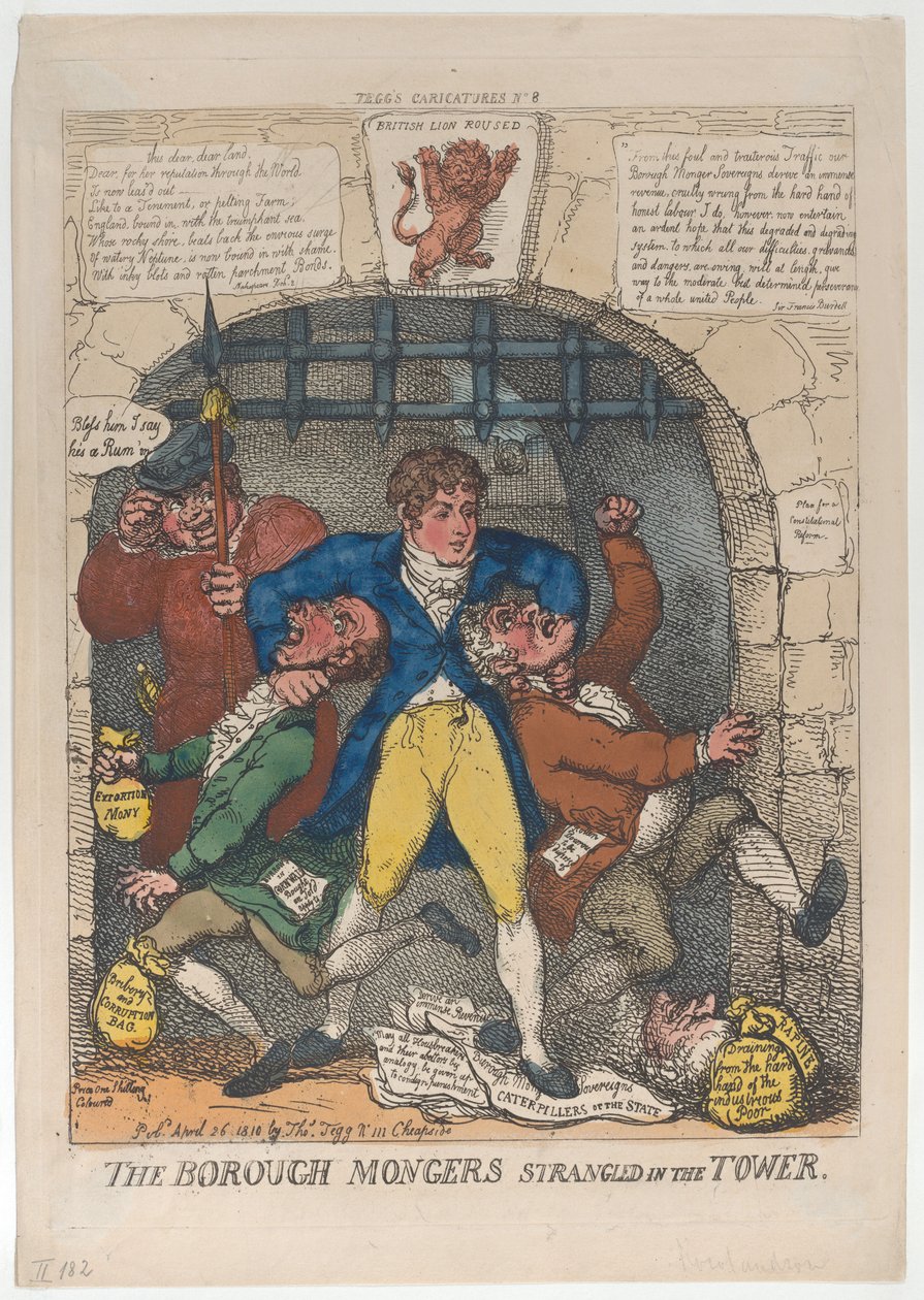 A Borough Mongers megfojtotta a Towerben, 1810. április 26., 1810. április 26. alkotó: Thomas Rowlandson