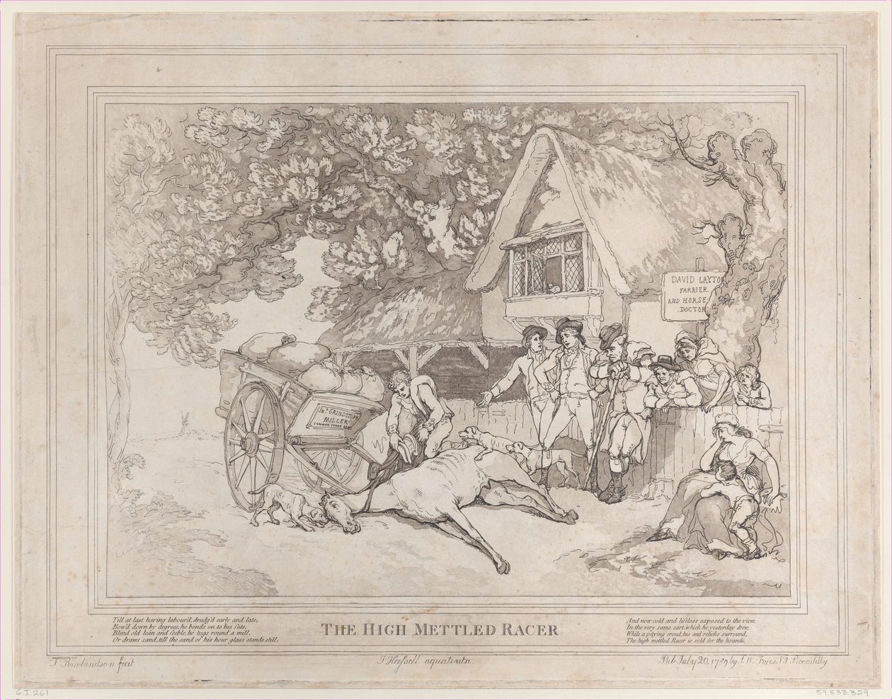 A szekérló a versenyló életéből, avagy a nagyérdemű versenyző, 1789. július 20..., július 20. alkotó: Thomas Rowlandson