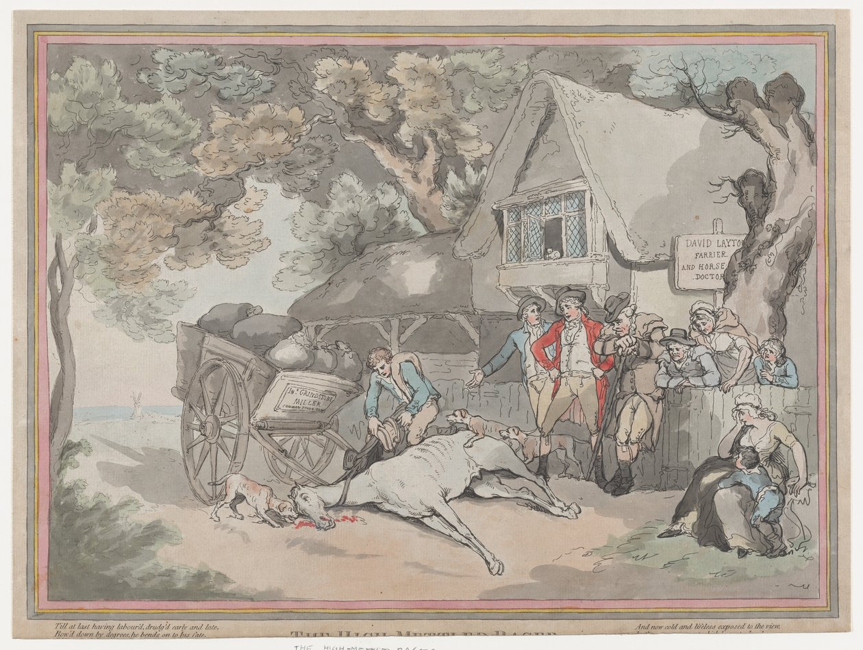 A szekérló a Versenypálya életéből, avagy A nagyérdemű versenyző, 1789. július 2..., július 20. alkotó: Thomas Rowlandson