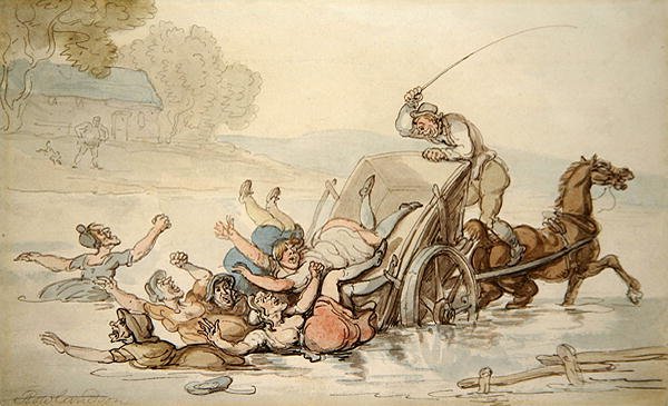 Carter és a cigányok (toll és tinta és akvarell papíron) alkotó: Thomas Rowlandson