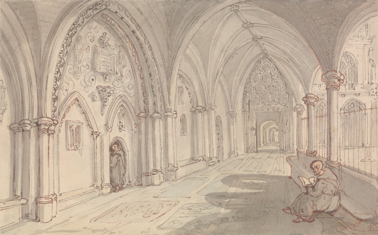 Egy kolostor kolostorfolyosói alkotó: Thomas Rowlandson