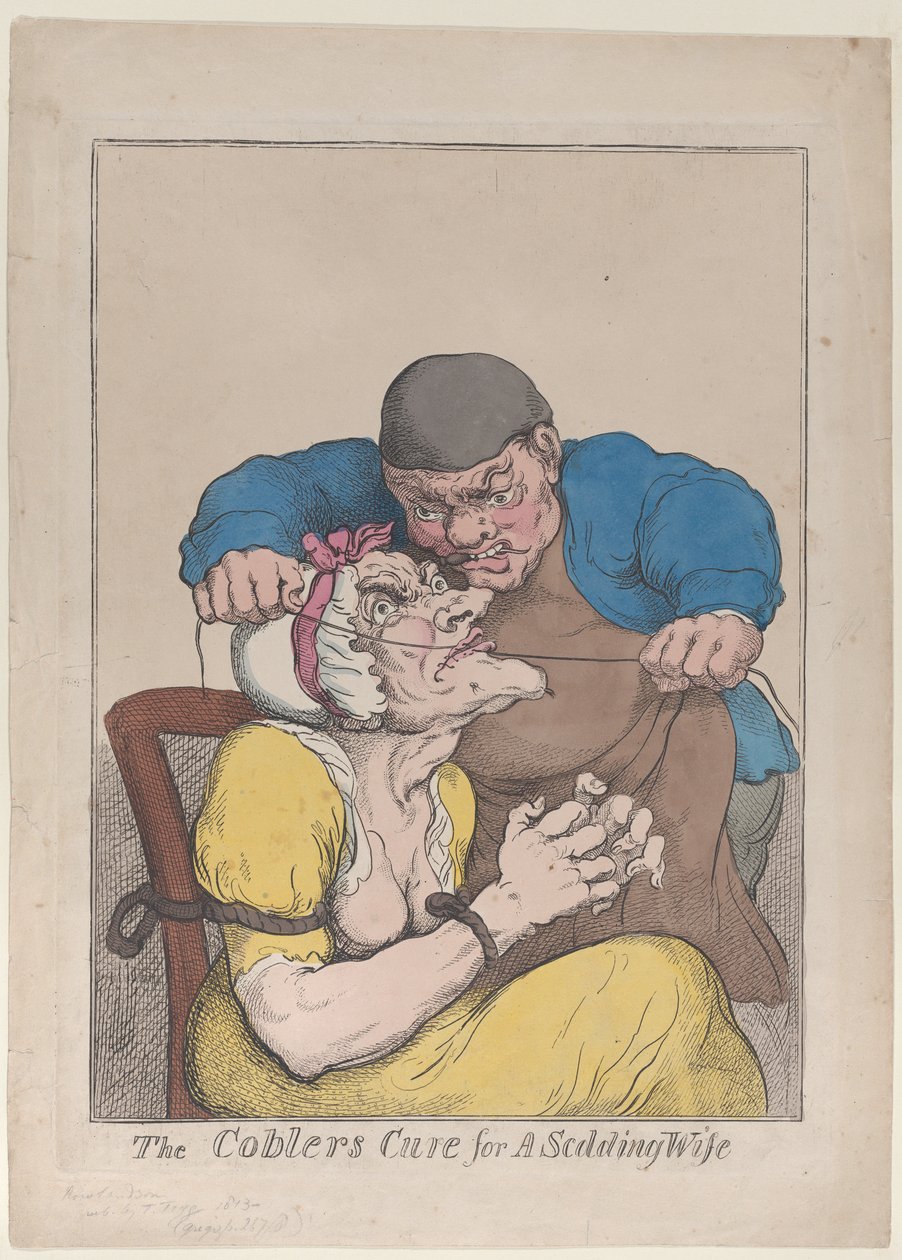 A suszter gyógymódja a szidó feleségnek, 1813., 1813. alkotó: Thomas Rowlandson