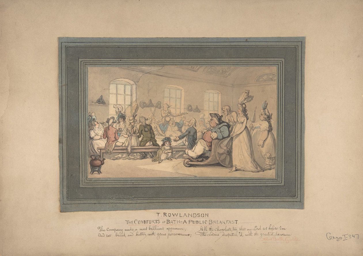 A fürdő és a nyilvános reggeli kényelme, 1780-1827. alkotó: Thomas Rowlandson
