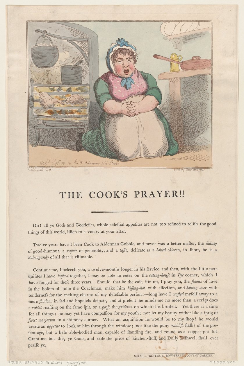 A szakács imája!!, 1801. szeptember 15., 1801. szeptember 15. alkotó: Thomas Rowlandson