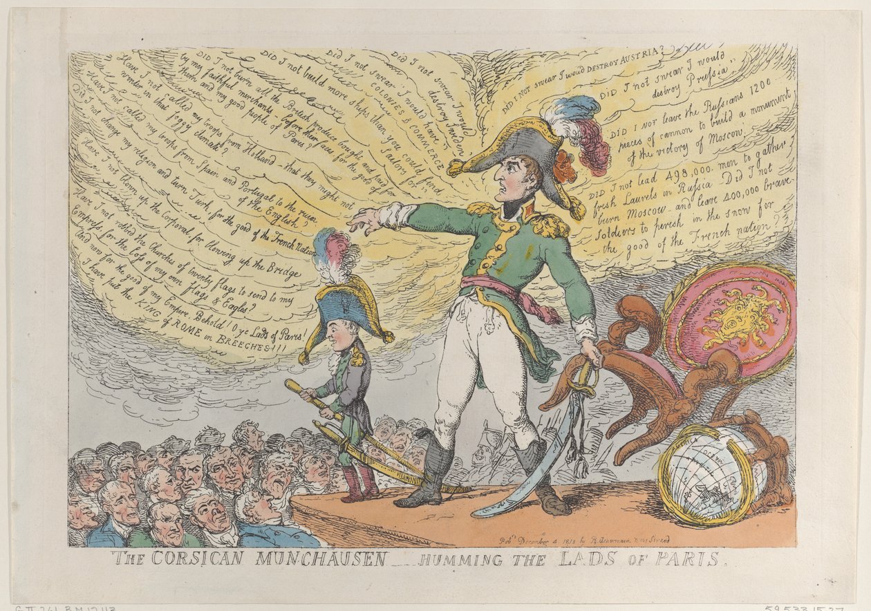 A korzikai Münchausen – A párizsi legények dúdolása, 1813. december 4., 1813. december 4. alkotó: Thomas Rowlandson