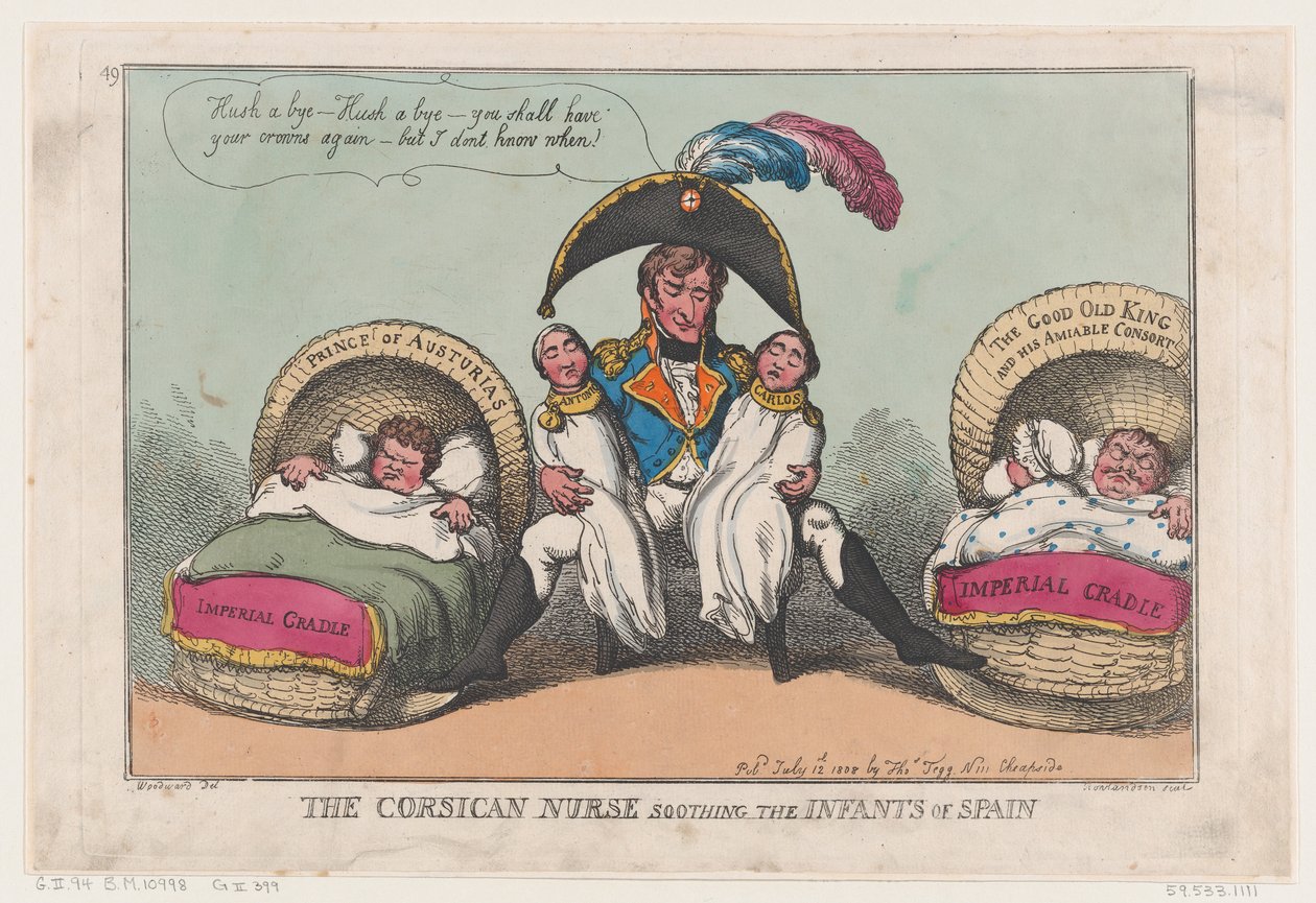A korzikai nővér nyugtatja a spanyol csecsemőket, 1808. július 12., 1808. július 12. alkotó: Thomas Rowlandson