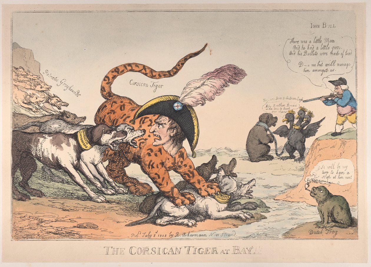 A korzikai tigris az öbölben!, 1808. július 8., 1808. július 8. alkotó: Thomas Rowlandson