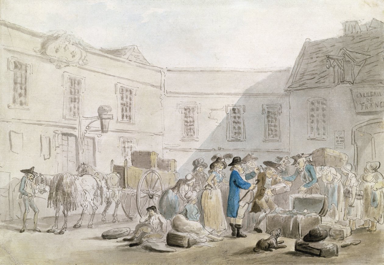 A boulogne-i vámház (wc tollal és szürke tintával, ceruzával papíron) alkotó: Thomas Rowlandson