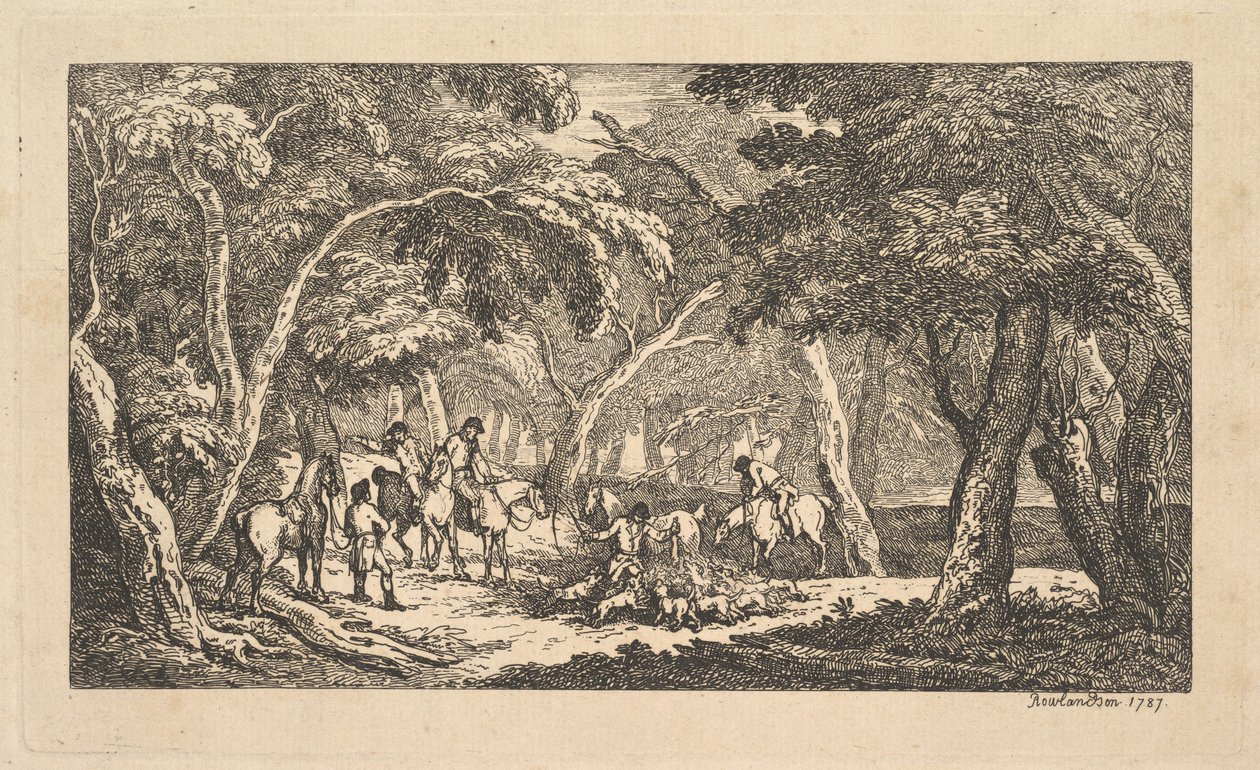 A halál – Rókavadászat – Tájjelenet, 1787. alkotó: Thomas Rowlandson