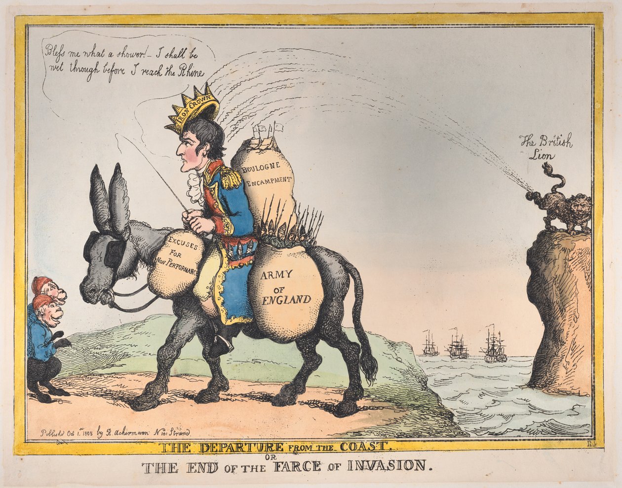 Az indulás a partról, avagy az invázió bohózatának vége, 1805. október 1., 1805. október 1. alkotó: Thomas Rowlandson