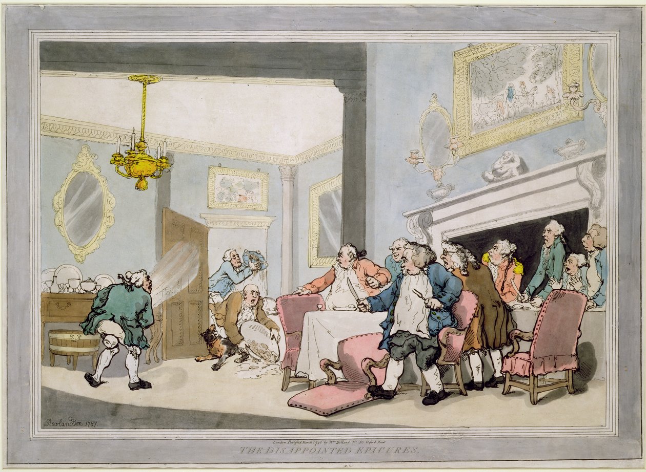 A csalódott epikúrák, pub. William Holland, 1790 (színes maratás) alkotó: Thomas Rowlandson