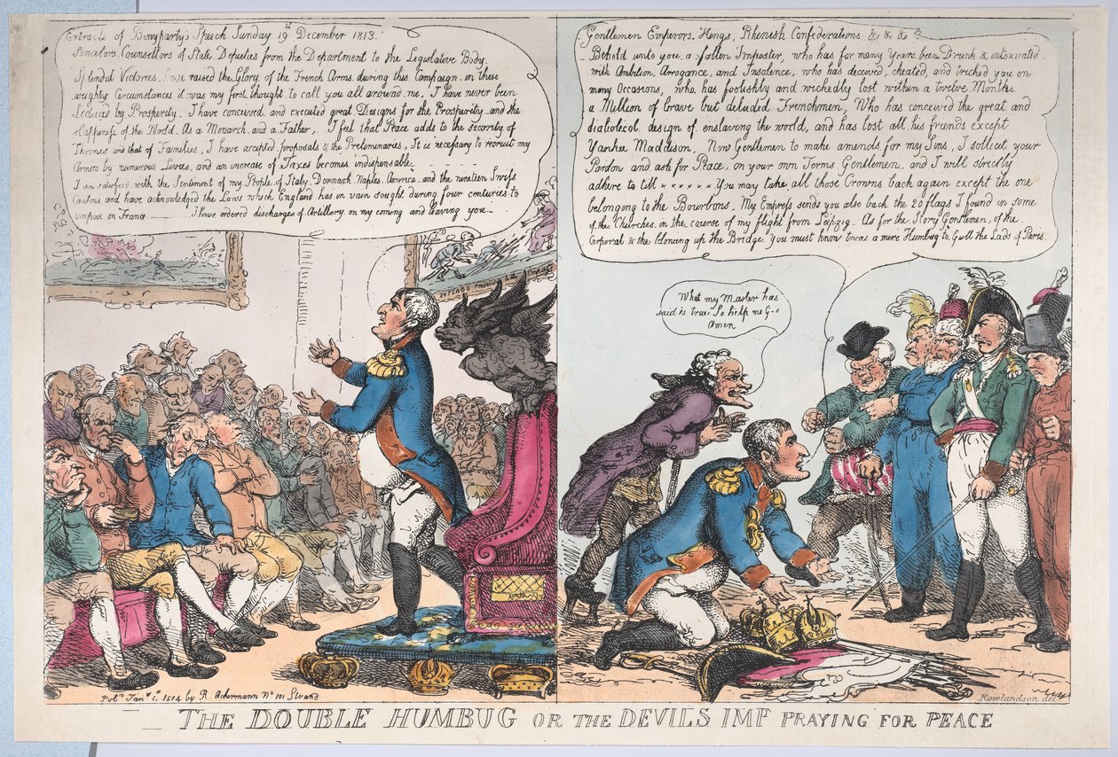 The Double Humbug or the Devils Imp Praying for Peace, 1814. január 1., 1814. január 1. alkotó: Thomas Rowlandson