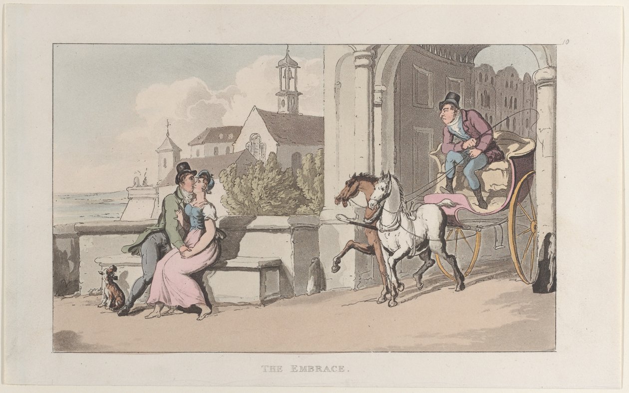 Az ölelés, a Journal of Sentimental Travels in the Southern Provinces of France, ..., 1817-21. alkotó: Thomas Rowlandson
