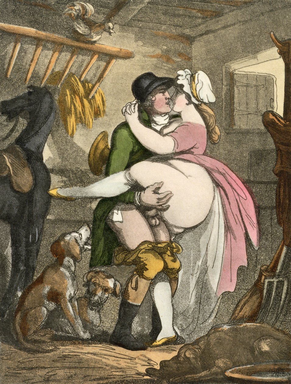 A gazda és a tejeslány, 1808-17 (akvatinta) alkotó: Thomas Rowlandson