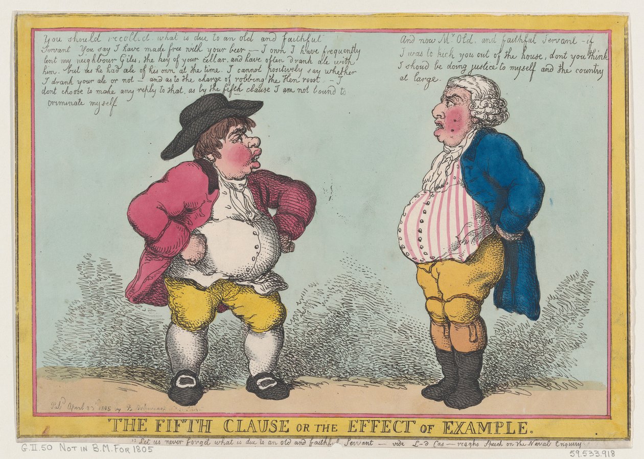 Az ötödik záradék, avagy a példa hatása, 1805. április 23., 1805. április 23. alkotó: Thomas Rowlandson