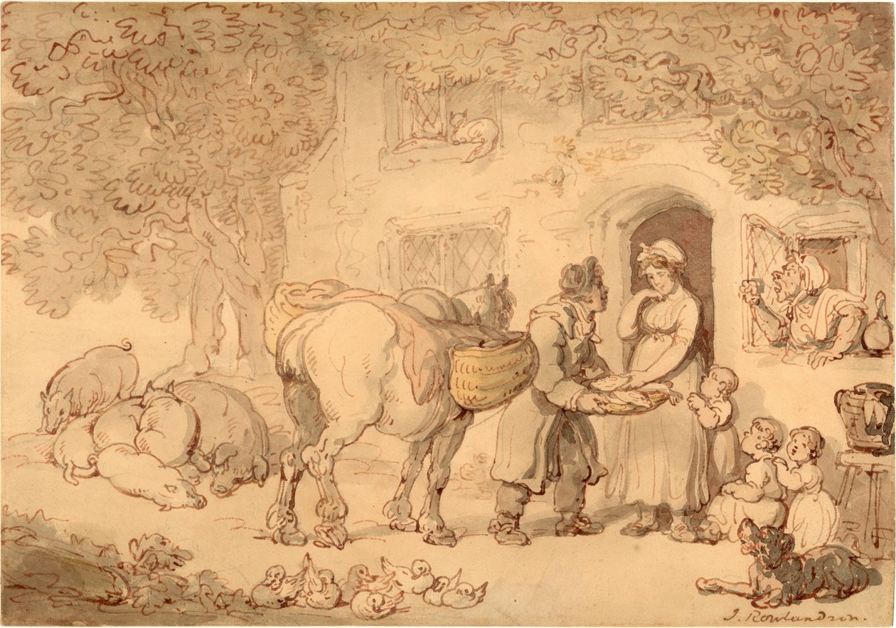 The Fishseller, 1775-1800 körül (akvarell és tinta) alkotó: Thomas Rowlandson