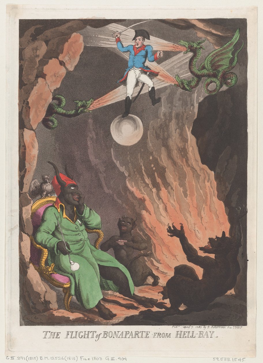 Bonaparte repülése a Pokol-öbölből, 1803. április 7., 1803. április 7. alkotó: Thomas Rowlandson