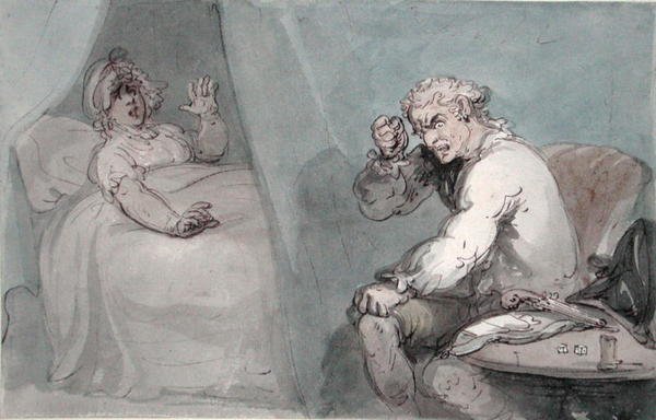 A Játékos lefekvés (akvarell tollal és tussal, papíron) alkotó: Thomas Rowlandson