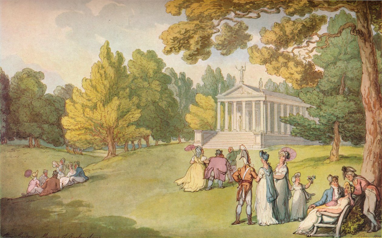 The Gardens at Stowe House, Bucks, 1785 alkotó: Thomas Rowlandson