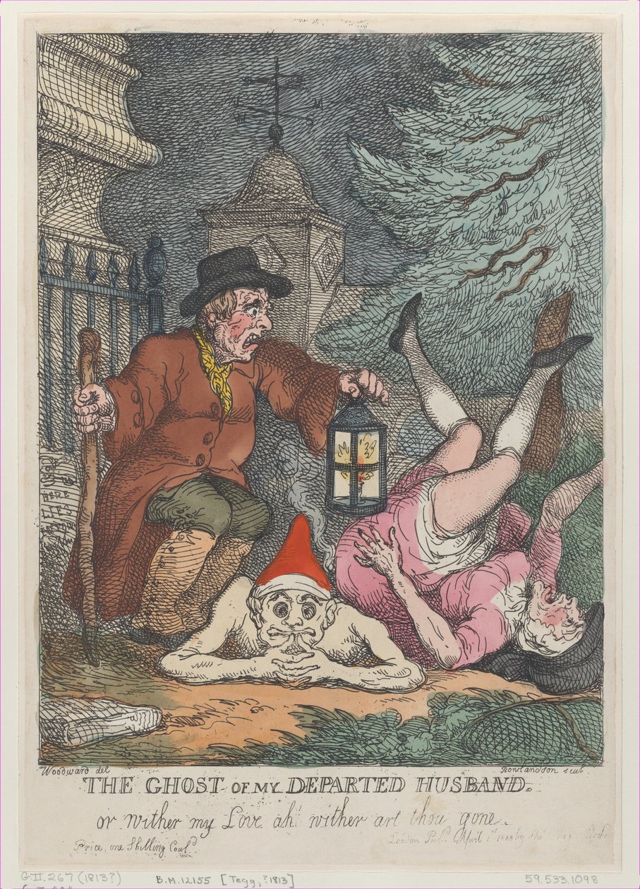Eltávozott férjem szelleme, avagy hervadj el szerelmem ah hervadsz el, ápr..., 1808. április 1. alkotó: Thomas Rowlandson