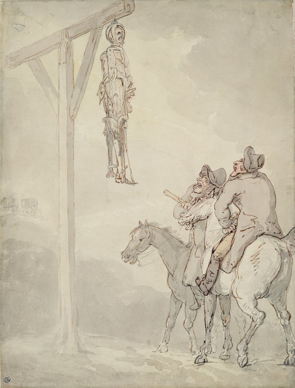 The Gibbet (toll és tinta, akvarell és ceruza papíron) alkotó: Thomas Rowlandson