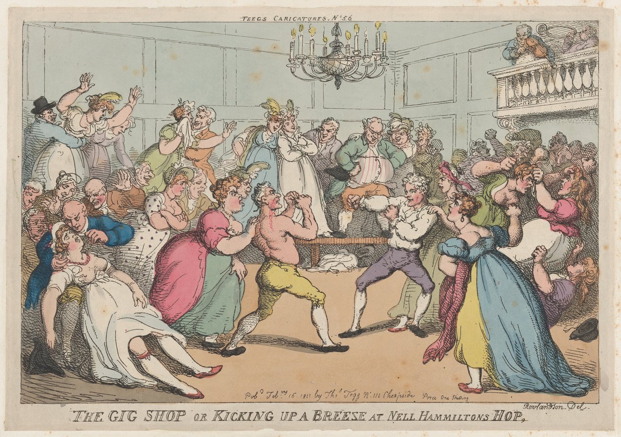 The Gig Shop vagy Kicking Up a Breeze a Nell Hammiltons Hopban, 1811. február 16., 1811. február 16. alkotó: Thomas Rowlandson