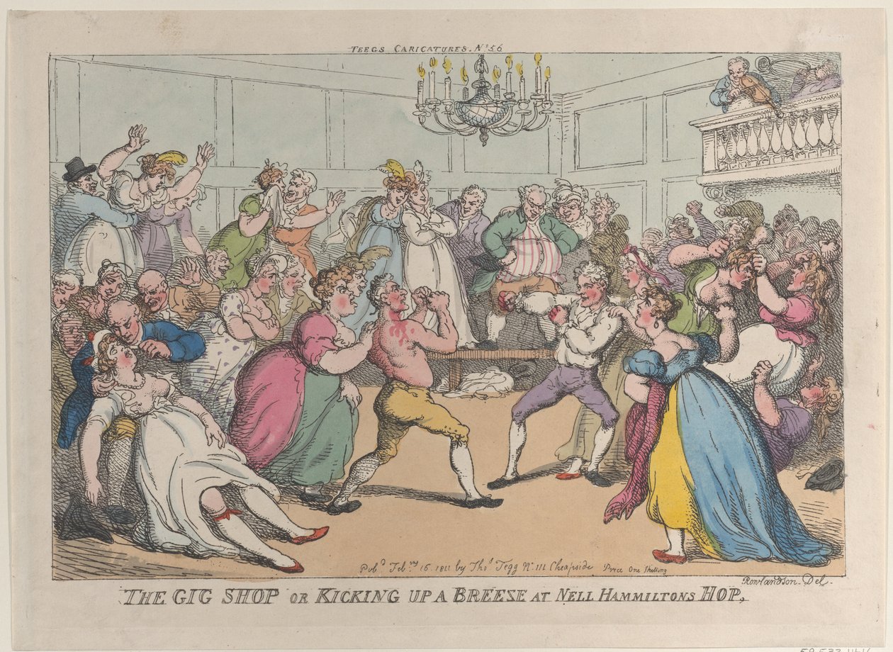 The Gig Shop vagy Kicking Up a Breeze a Nell Hammiltons Hopban, 1811. február 16., 1811. február 16. alkotó: Thomas Rowlandson
