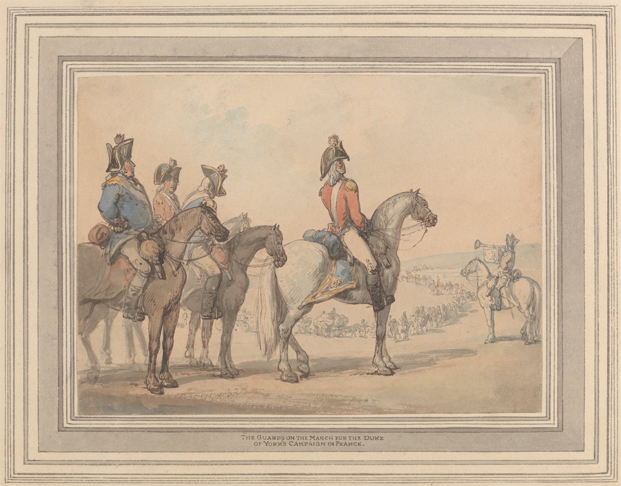 A gárda a York hercegi franciaországi hadjáratának menetén alkotó: Thomas Rowlandson