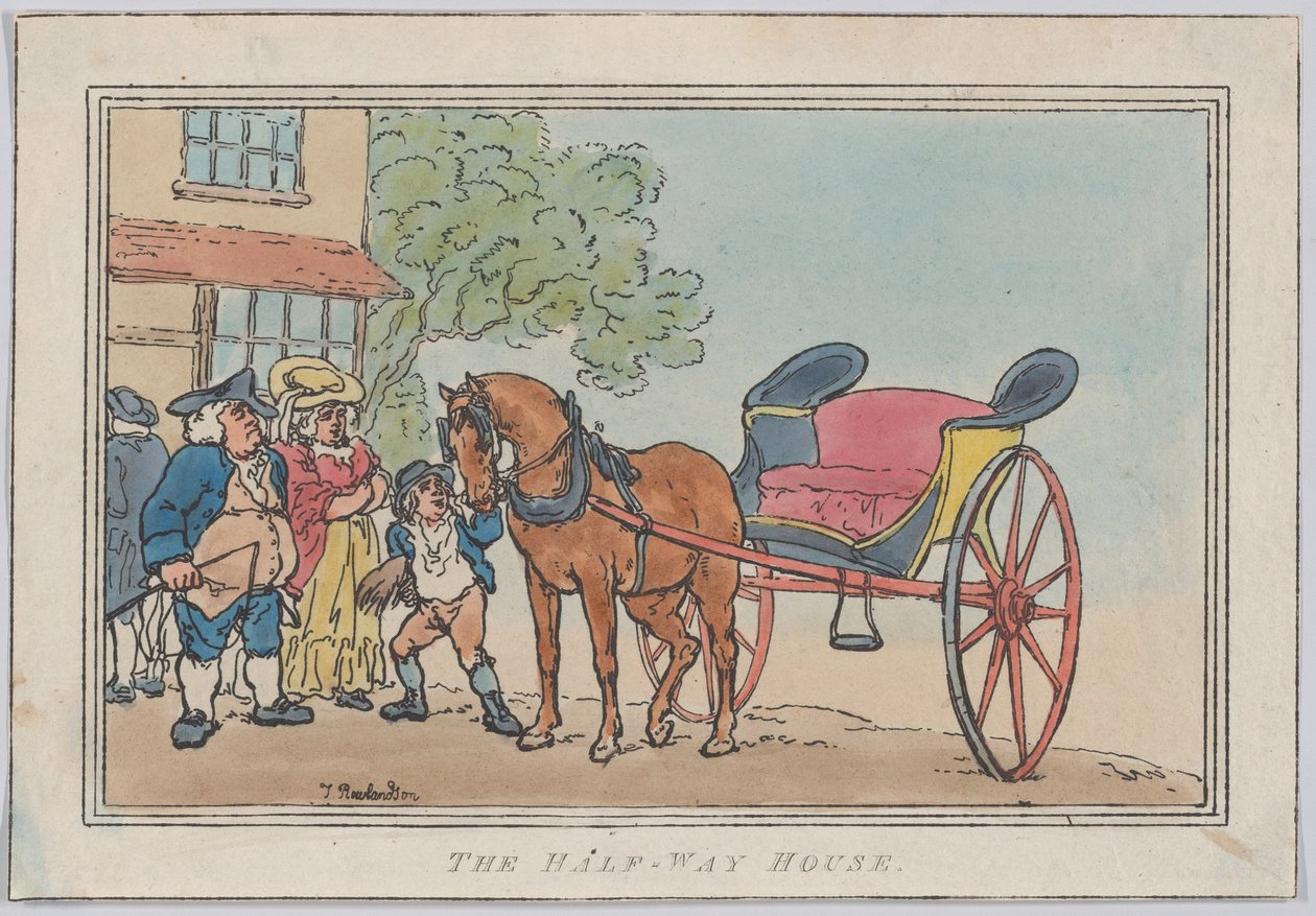 A Half-Way House, 1787-ben jelent meg egy későbbi újrakiadás, 1787-ben jelent meg egy későbbi újrakiadás. alkotó: Thomas Rowlandson