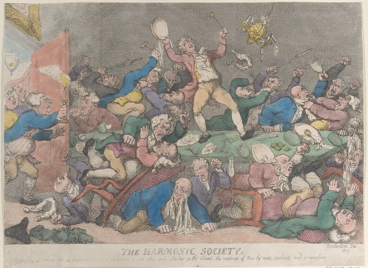 A Harmonic Society, [1810], újra kiadva 1811., [1810], újra kiadva 1811-ben. alkotó: Thomas Rowlandson
