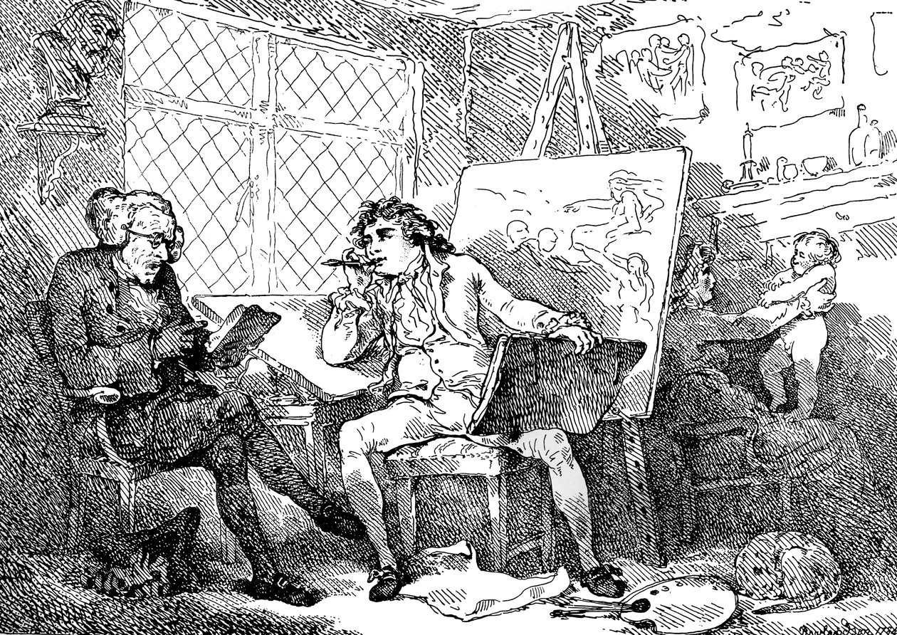A történész megeleveníti egy fiatal festő elméjét, 1784. alkotó: Thomas Rowlandson