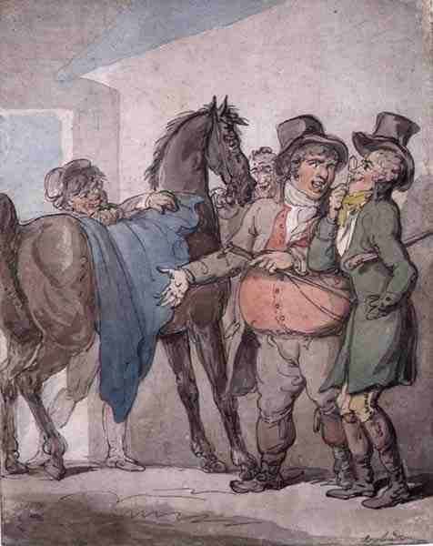 The Horse Deal (toll, akvarell és ceruza papíron) alkotó: Thomas Rowlandson