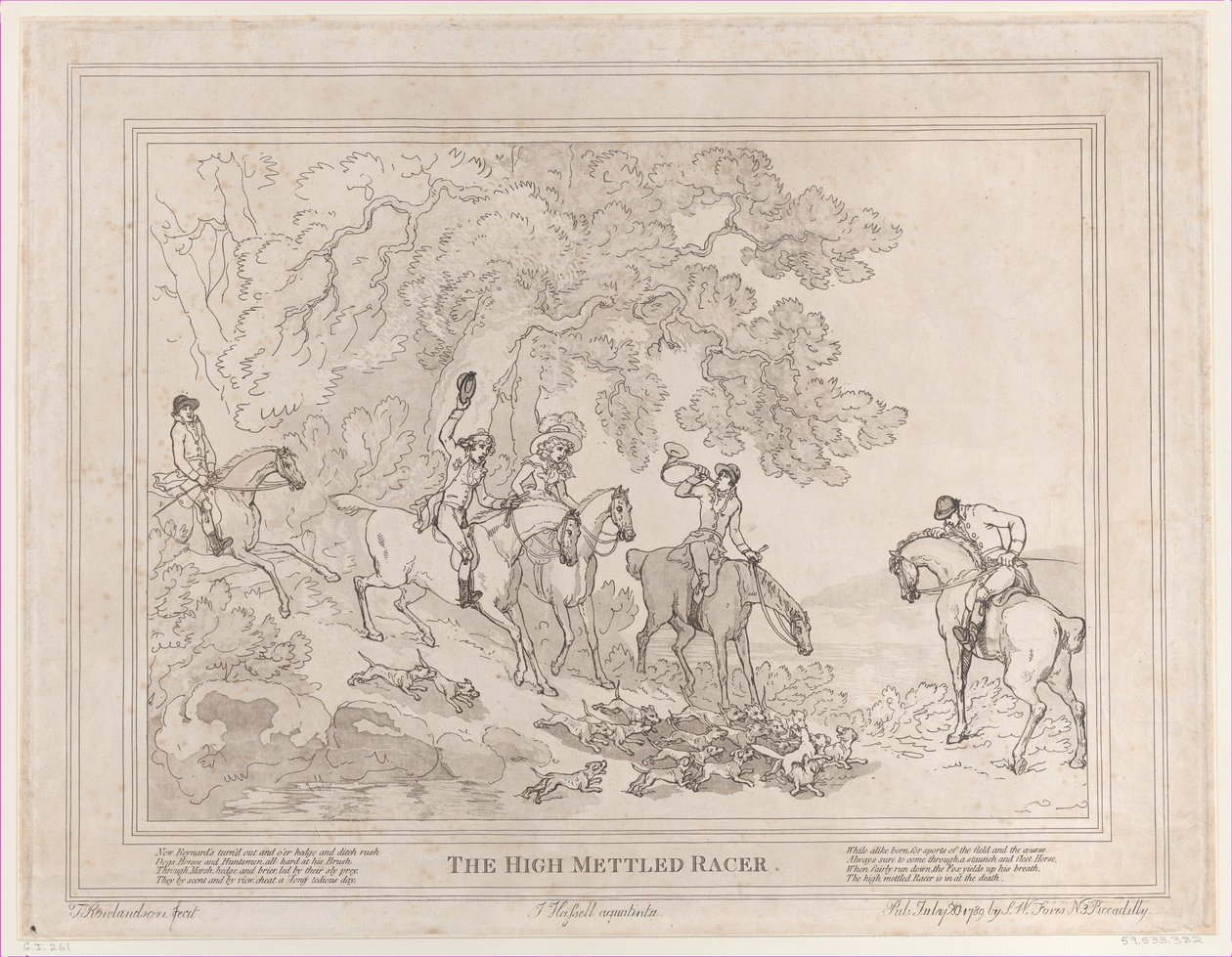 A vadász a Versenyló életéből, avagy A nagyérdemű versenyző, 1789. július 20., 1789. július 20. alkotó: Thomas Rowlandson