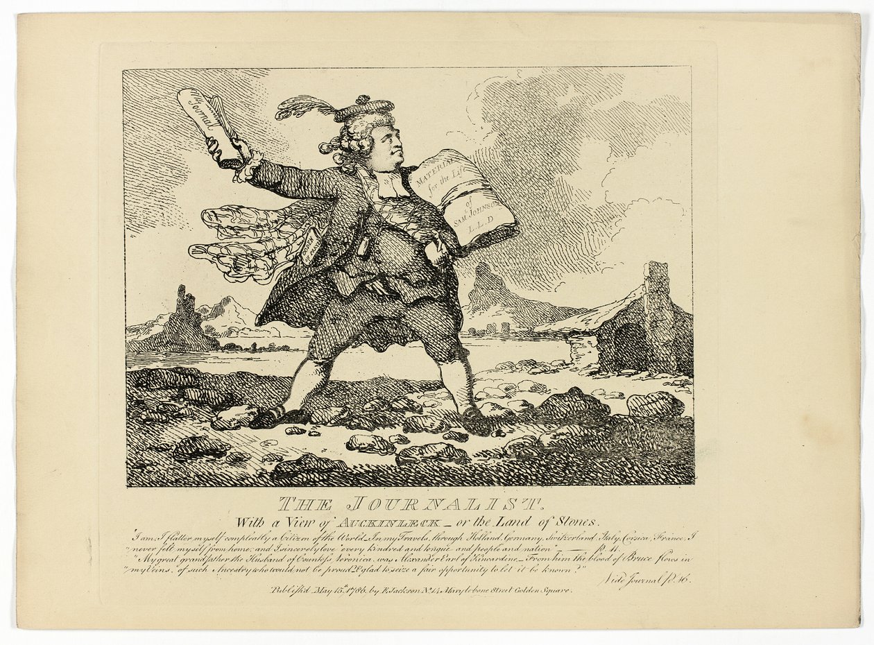 Az újságíró, Boswell Hebridák körútja című művéből alkotó: Thomas Rowlandson